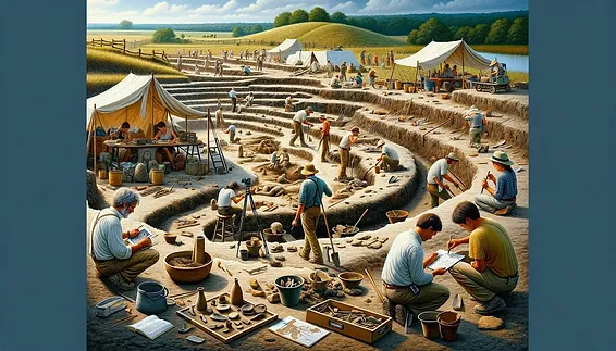 Excavating an Adena mound